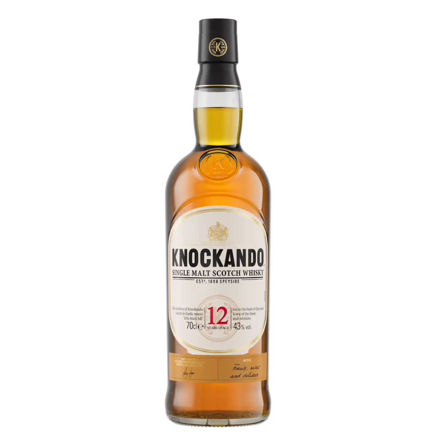 Knockando single malt Scotch whisky bottle on a white background