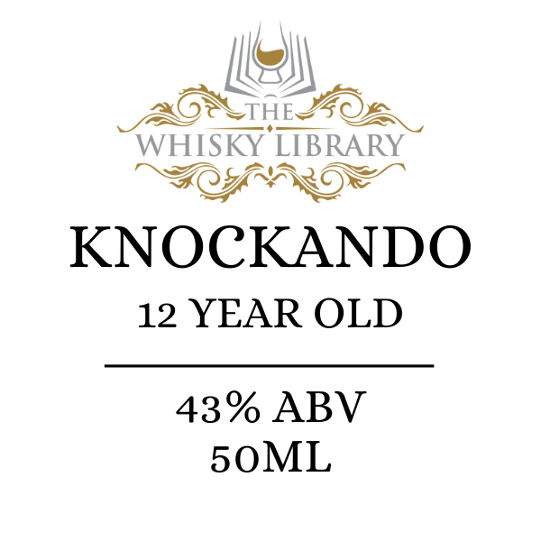 Knockando 12 Year Old whisky label from The Whisky Library on a white background