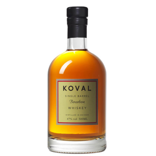 Koval Bourbon whiskey on the white background