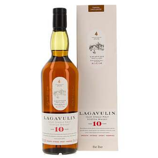 Lagavulin 10 Year Old Islay Single Malt Scotch Whisky bottle with box