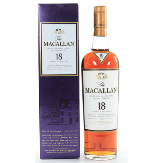 Macallan 18 Year Old 1991 Sherry Oak vintage bottling 750ml 43% ABV with original presentation box