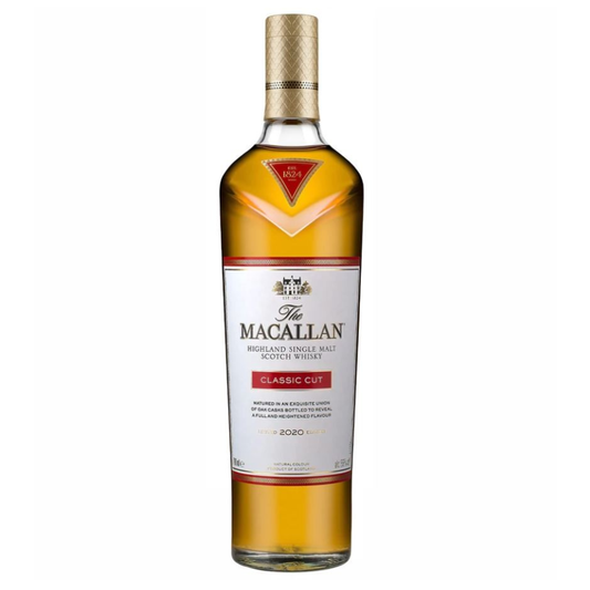 The Macallan classic cut whisky bottle on a white background