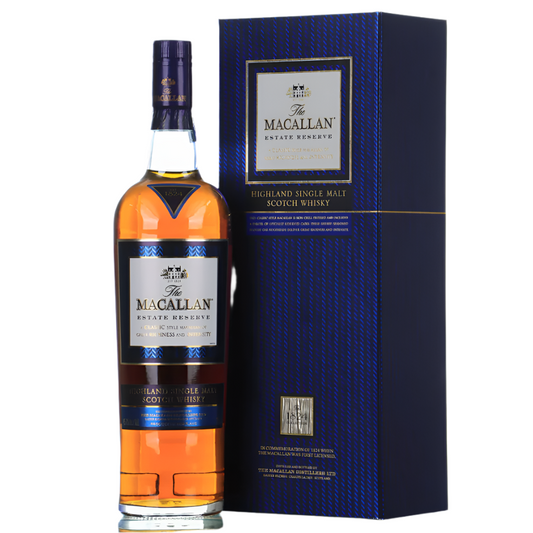 Macallan Estate Reserve 1824 Collection with box on a white background