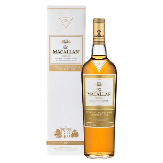 The Macallan Gold 1824 Series whisky with presentation box
