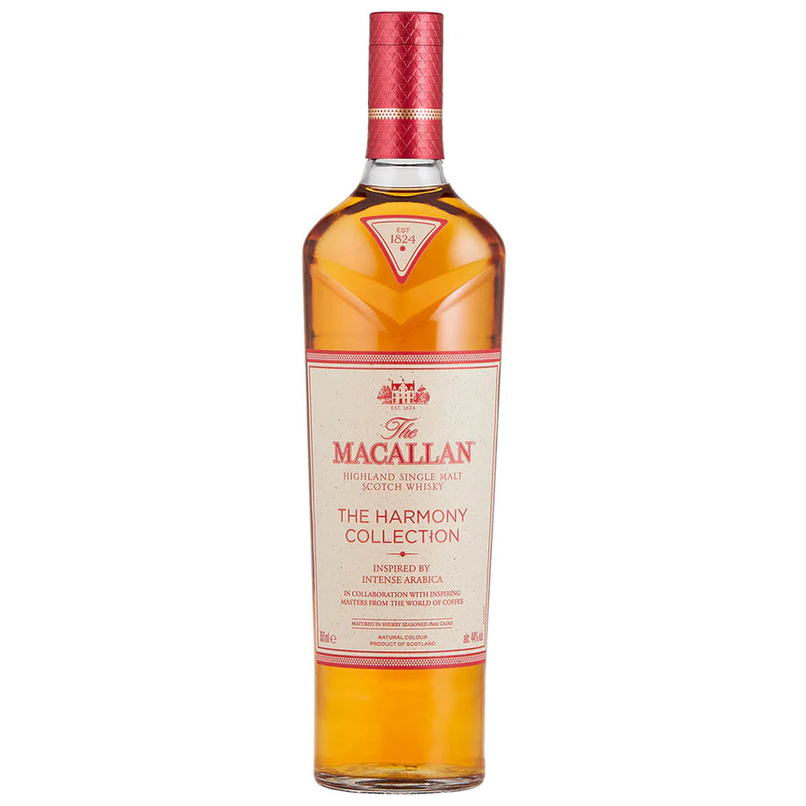 Macallan The Harmony bottle in the white background.