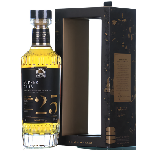 Mortlach 25 Year Old 1997 Supper Club whisky with box