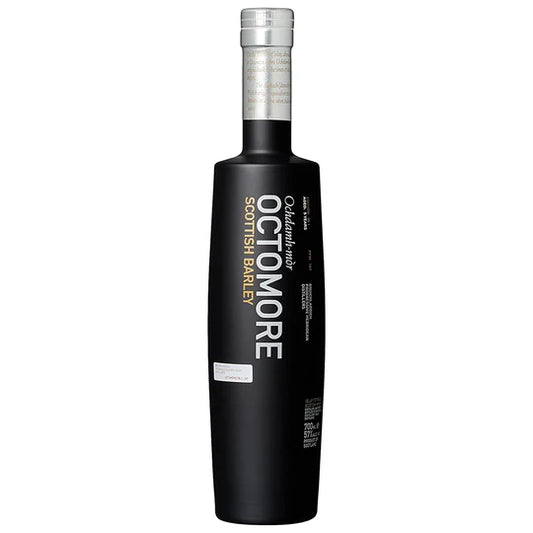 A bottle of Bruichladdich Octomore 6.1 whisky with a black label featuring white and silver text.