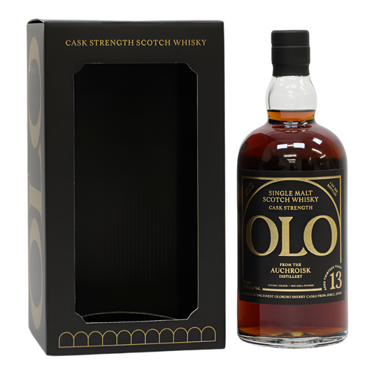 OLO Auchroisk 13 Year Old whisky bottle and OLO box