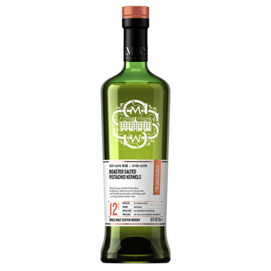 Roasted Salted Pistachio Kernels scotch whisky Bottle on the white background.