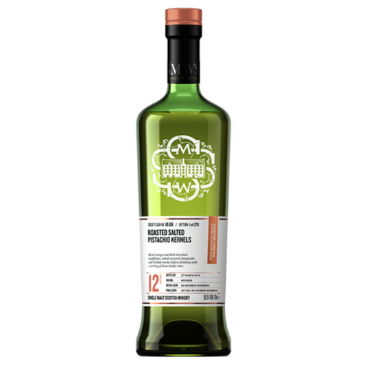 Roasted Salted Pistachio Kernels scotch whisky Bottle on the white background.