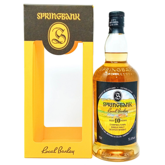 Springbank whisky bottle and box on a white background