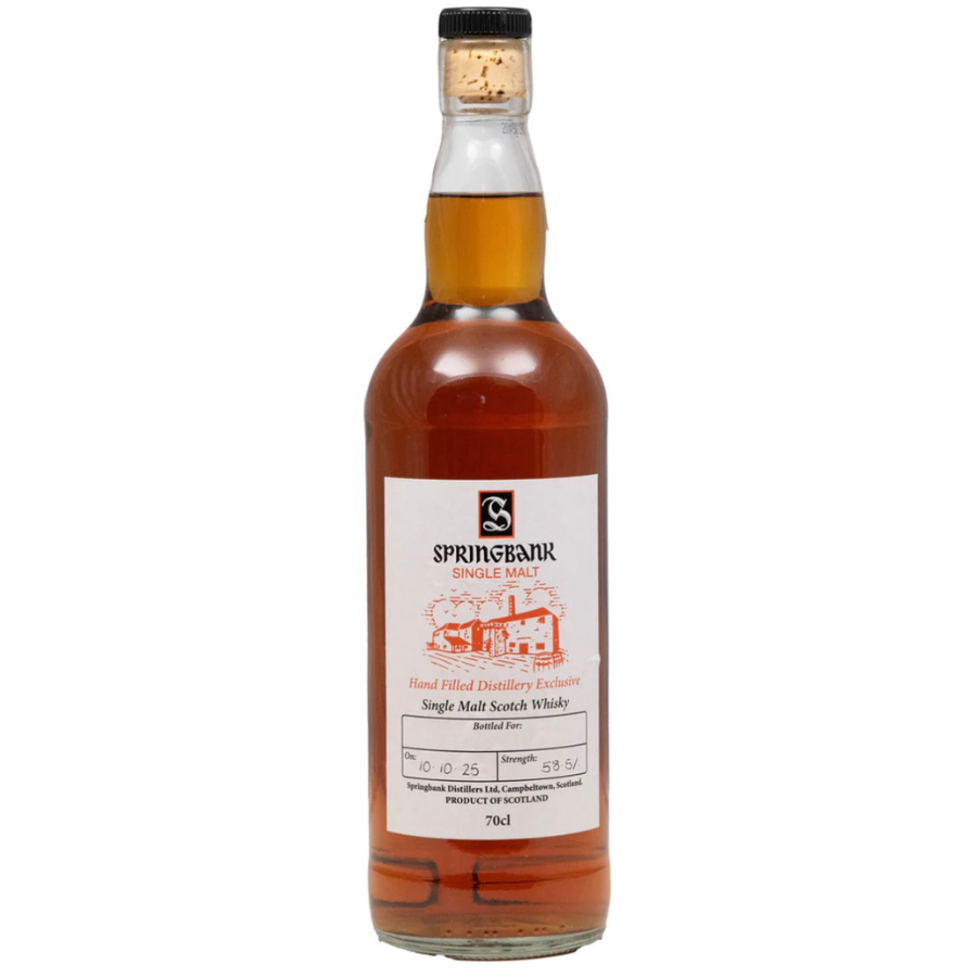 Bottle of Springbank Single Malt Scotch Whisky on a white background