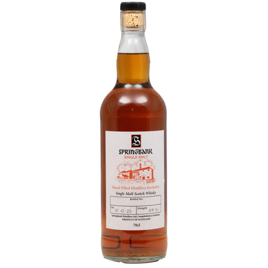 Bottle of Springbank Single Malt Scotch Whisky on a white background
