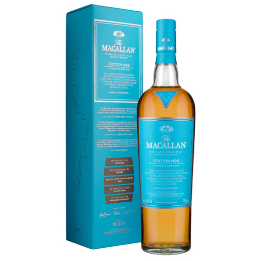 Macallan whisky bottle and packaging on a white background
