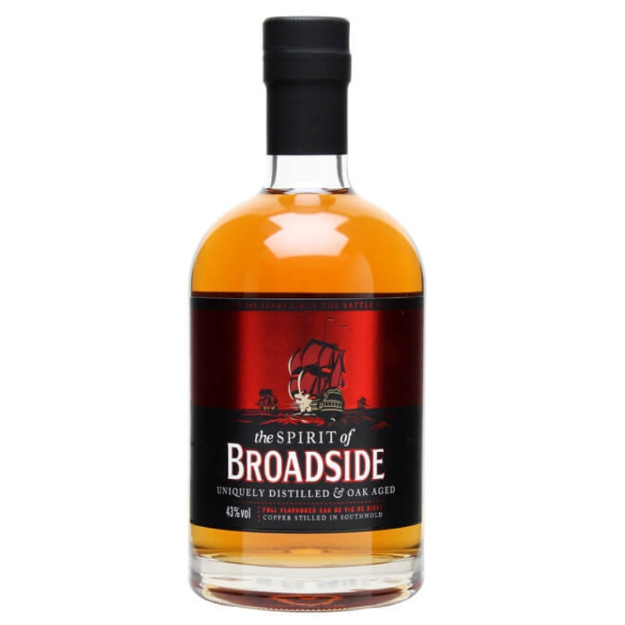 Bottle of 'The Spirit of Broadside' whiskey on a white background