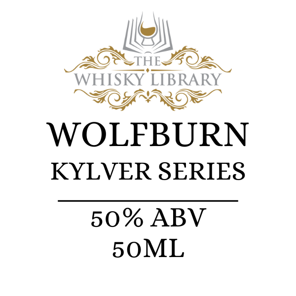 Label for Wolfburn Kylver Series whisky from The Whisky Library on a white background