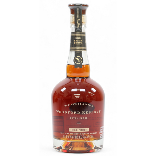 Woodford Reserve bourbon bottle on a white background