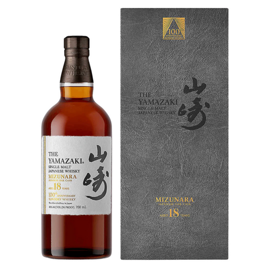 Yamazaki Mizunara 18yo 100th Anniversary Japanese Whisky on a white background