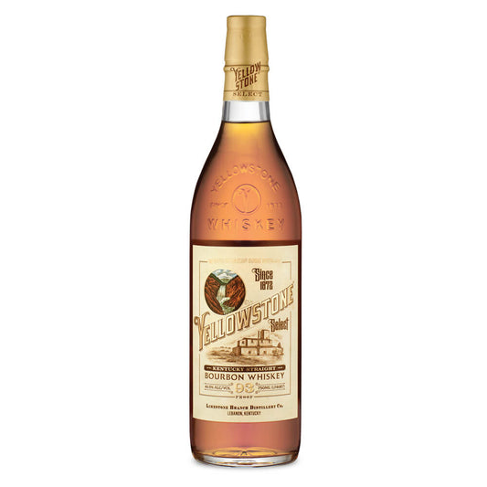 A bottle of Yellowstone Select Straight Bourbon Whiskey on the white background.